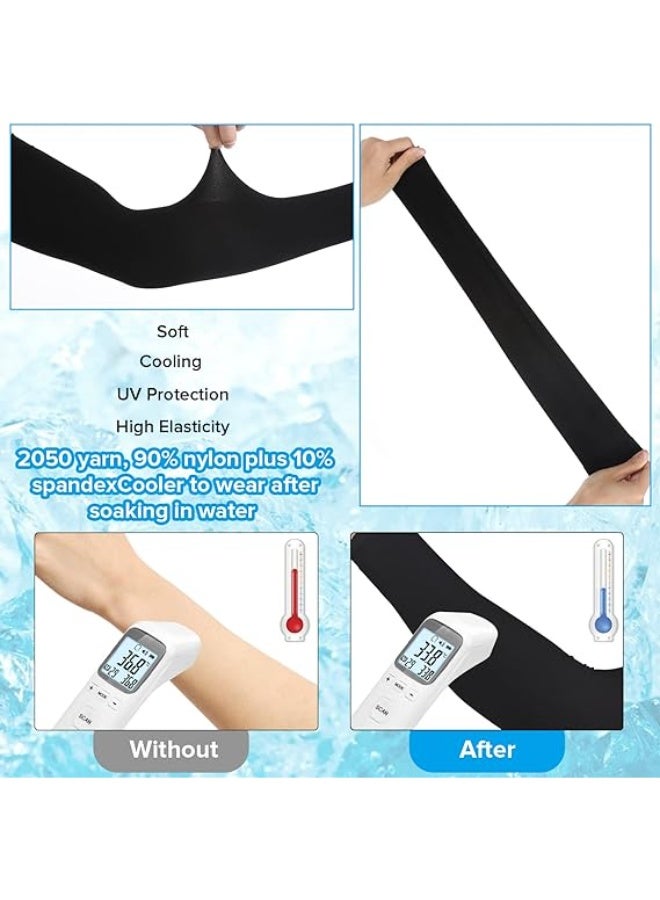 CLENEA 4 Pairs UV Sun Protection Arm Sleeves for Men Women, UPF 50 Compression Cooling Sleeves, Outdoor Sports Sleeve, UV Arm Cover, Sun Sleeves, Gardening Outdoors Sports Workouts Sunscreen Arm Sleeves - Image 2